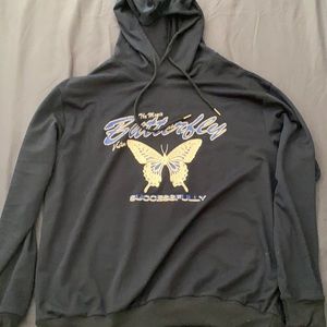 Navy Blue Hoodie Butterfly